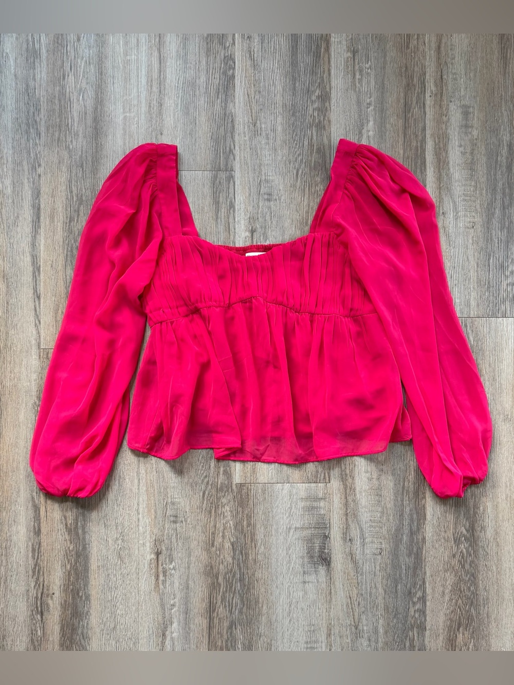 Abercrombie & Fitch Pink Square Neck Puff Sleeve Blouse Women’s Size XL